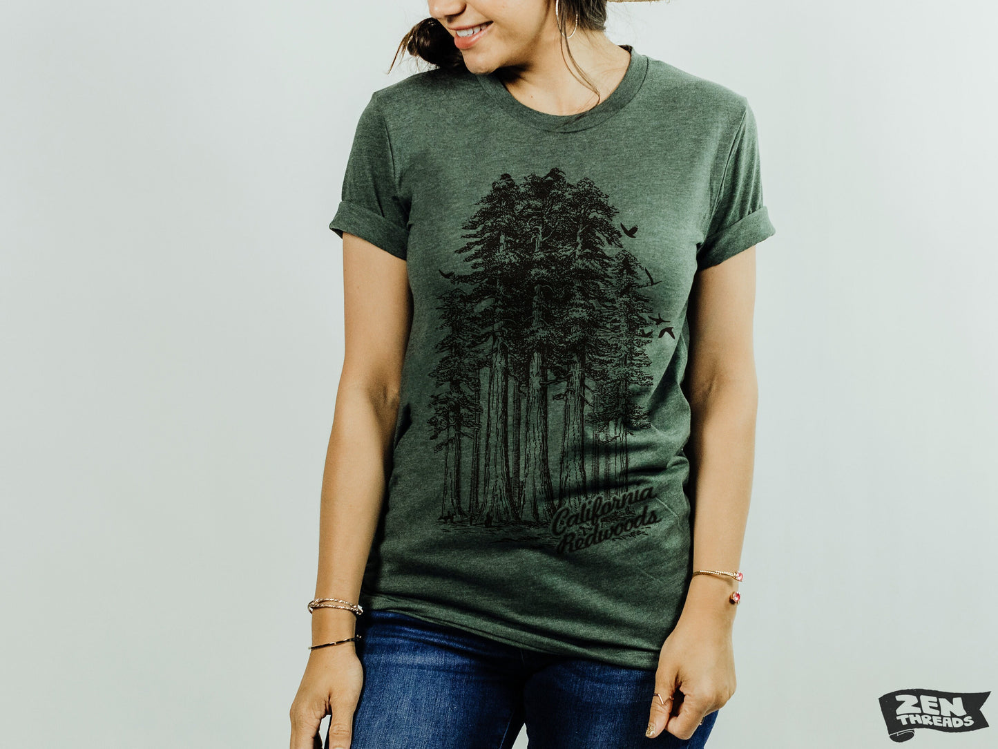 California REDWOODS National Park Unisex mens women's T-Shirt custom color printed tee hiking camping travel national park forest landscape