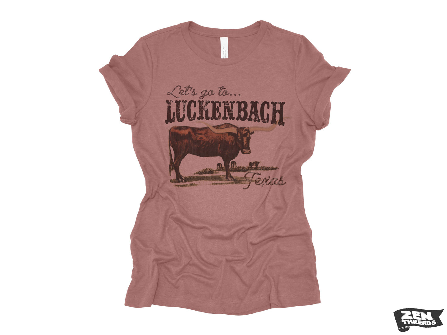 Let's go to LUCKENBACK Womens Boyfriend Tee relaxed T-shirt Zen Threads Bella Canvas Texas bull lonestar cowboy country music lover gift