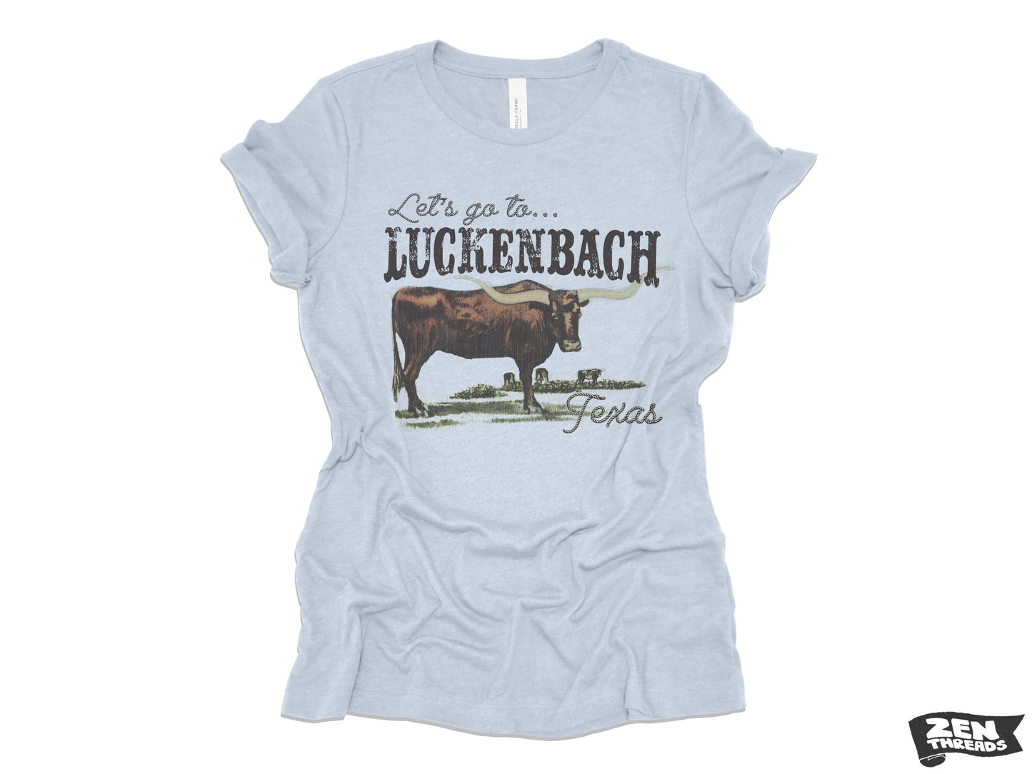Let's go to LUCKENBACK Womens Boyfriend Tee relaxed T-shirt Zen Threads Bella Canvas Texas bull lonestar cowboy country music lover gift
