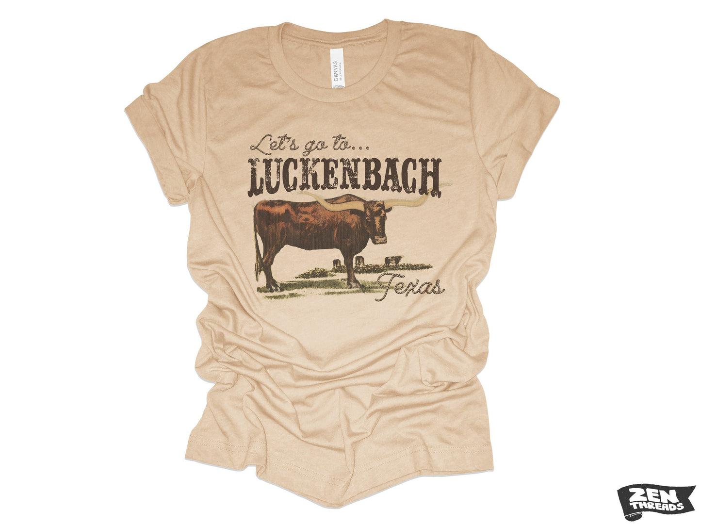 Let's go to LUCKENBACH Unisex Bella Canvas mens women's Western design t-shirt custom color eco printed tee texas cowboy country music fan