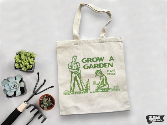 GROW A GARDEN Eco-Friendly Market Tote Bag eco printed gardener farmers market produce book shopping handle spring summer gift (Ships FREE!)