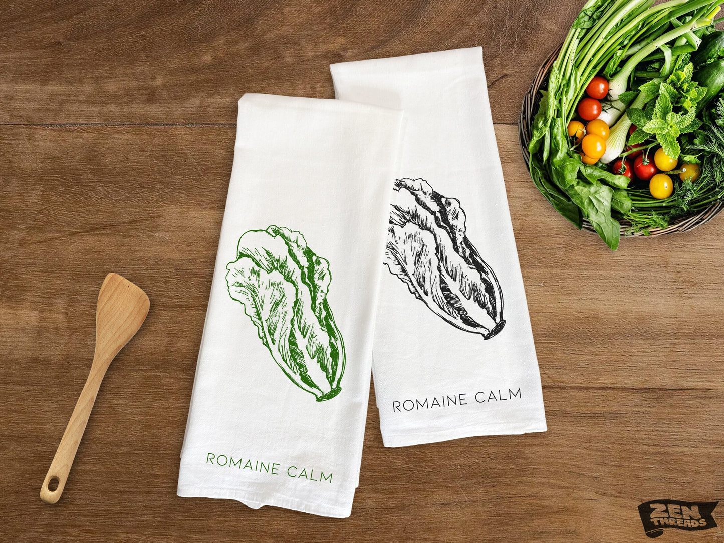 Lettuce ROMAINE Calm Flour Sack Kitchen Towels 28x33 Flour Sack Bar Natural Cotton tea towel gift funny pun tea towel vegetarian salad