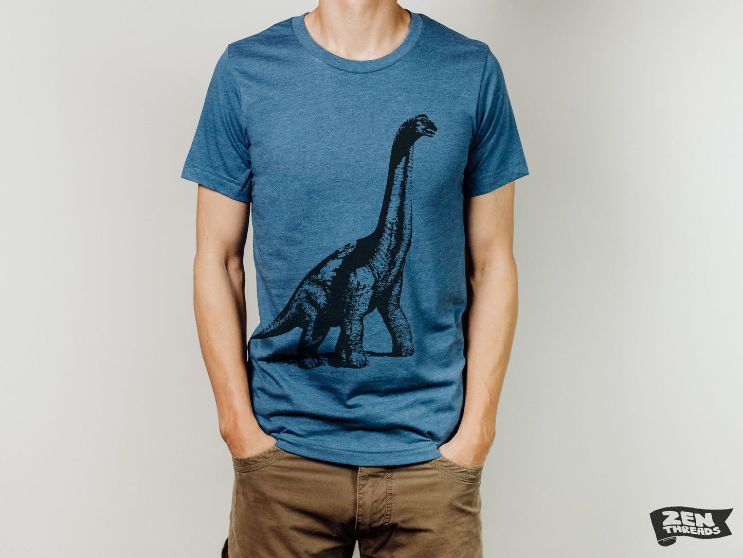 DINOSAUR Vintage Soft Unisex Bella Canvas T-Shirt mens women's Zen Threads custom color printed tee brontosaurus birthday paleontology gift