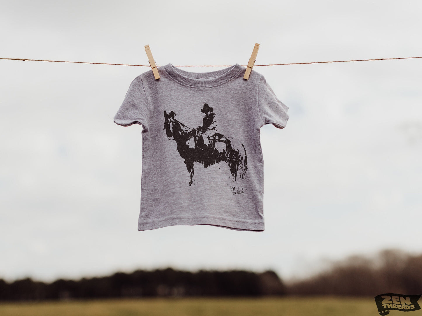 Kids COWBOY and Horse Premium vintage soft Tee T-Shirt Fine Jersey T-Shirt (+Colors) zen threads texas Wild West western youth toddler
