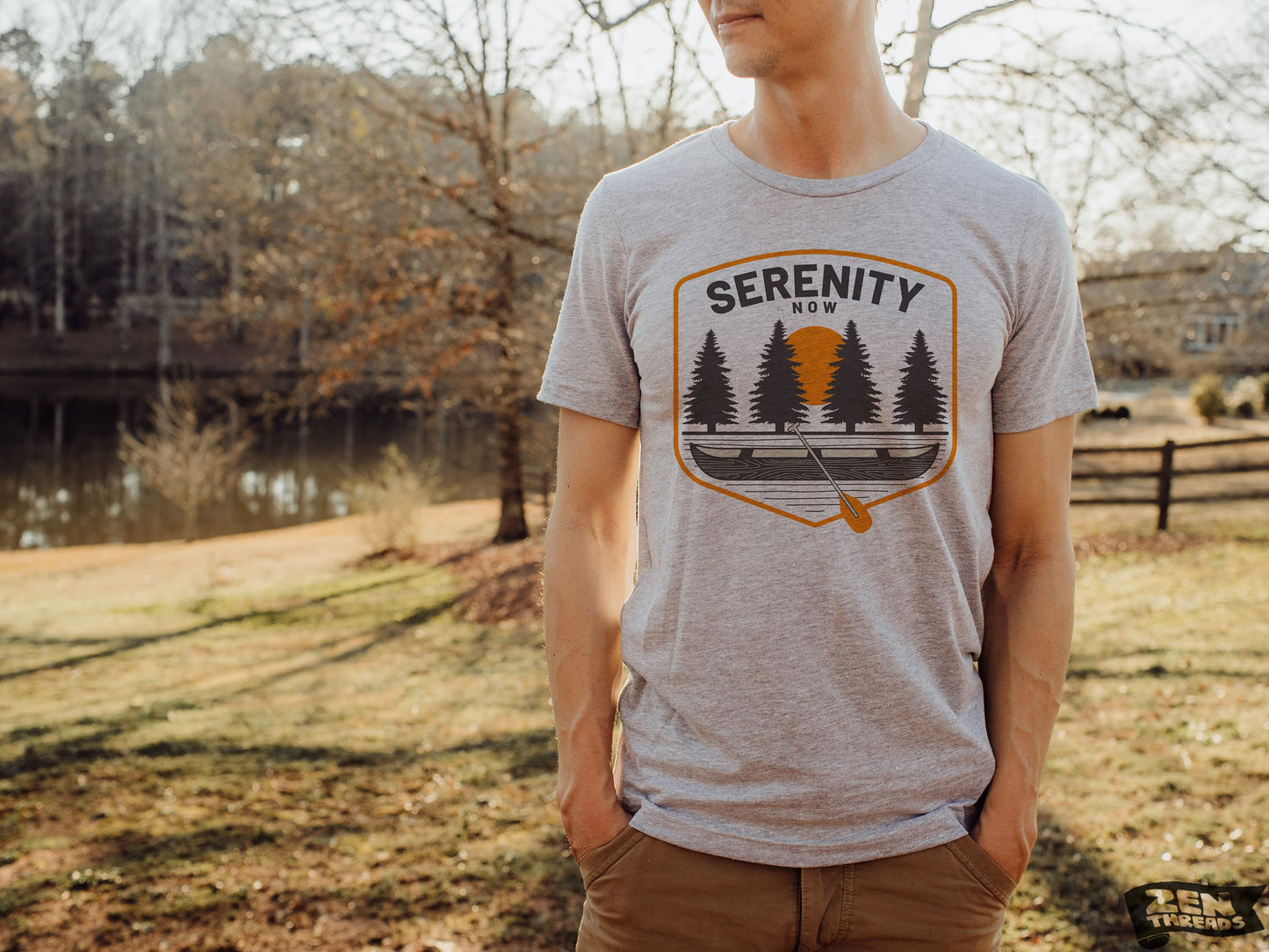 SERENITY NOW Unisex Bella Canvas mens women's t shirt printed custom tee Zen Threads inspiration new mom dad shirt funny quote nature lover