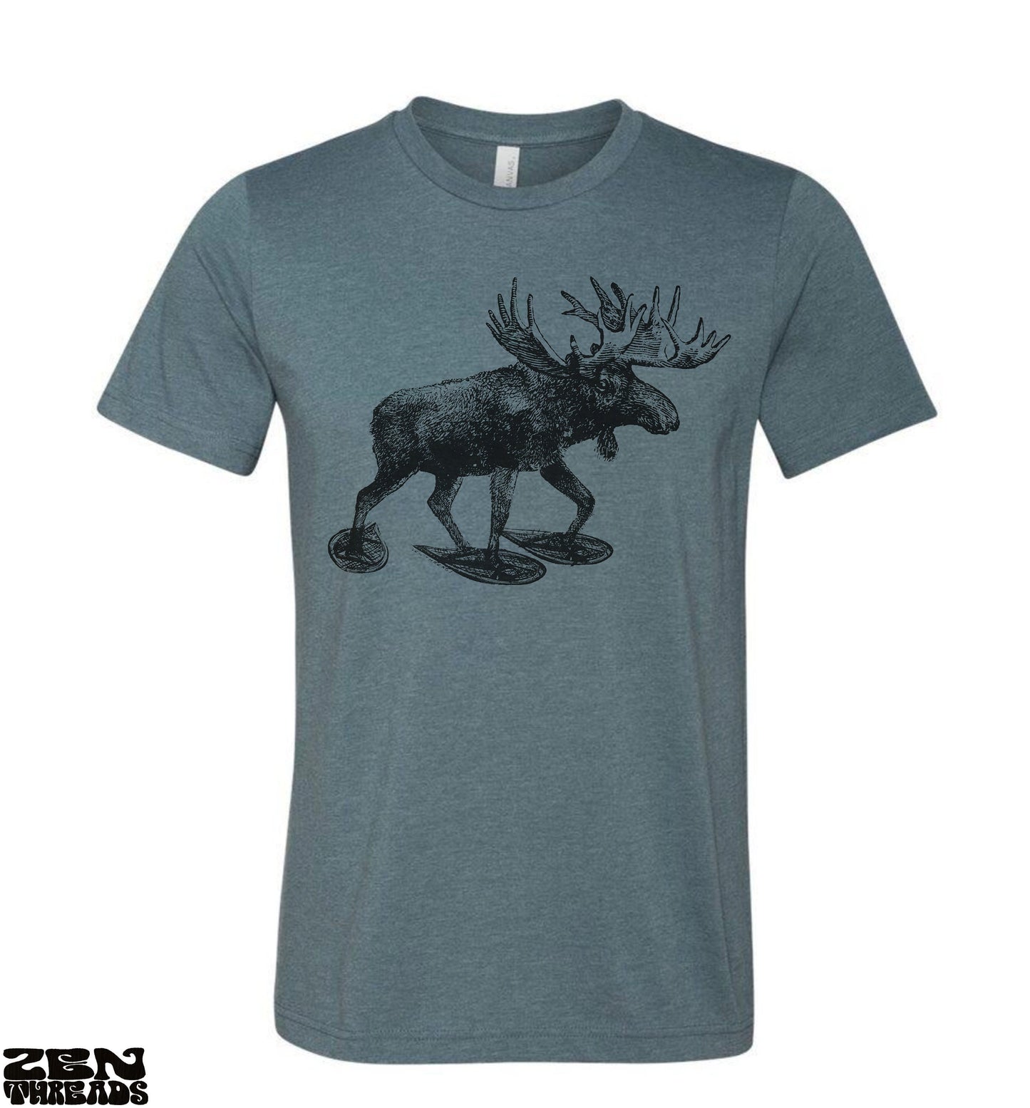 MOOSE (in Snow Shoes) Unisex t shirt Bella Canvas printed tee elk maine new hampshire vermont mountains forest snowshoe funny animal shirt