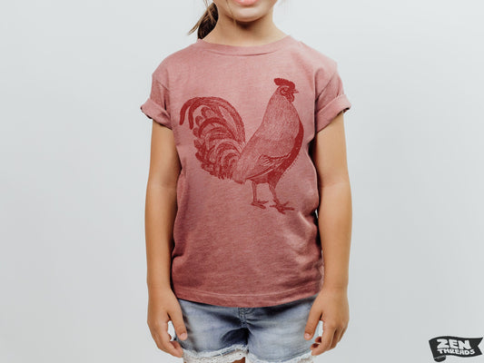 Youth ROOSTER Bella Canvas Premium vintage soft Tee T-Shirt (+Colors) Zen Threads kids farm life nature chickens hens bird lover girls boys
