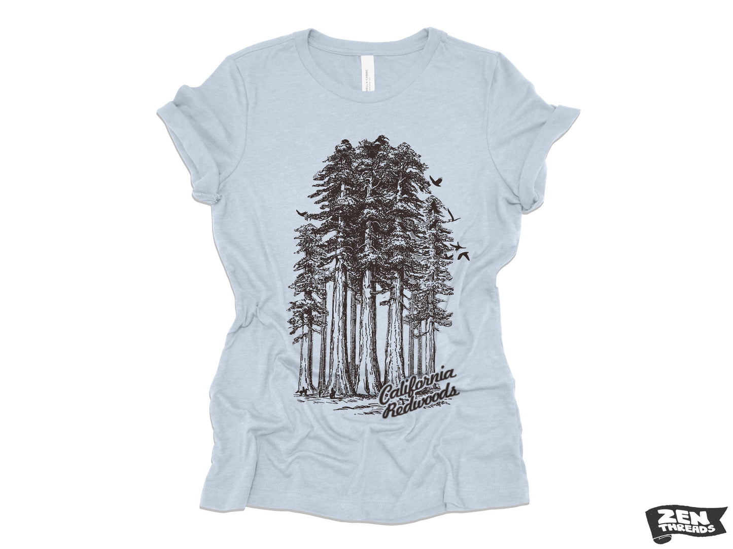 California REDWOODS Womens Boyfriend Tee National Park relaxed T-shirt Zen Threads Bella Canvas Humbolt hiking camping trees mountains gift