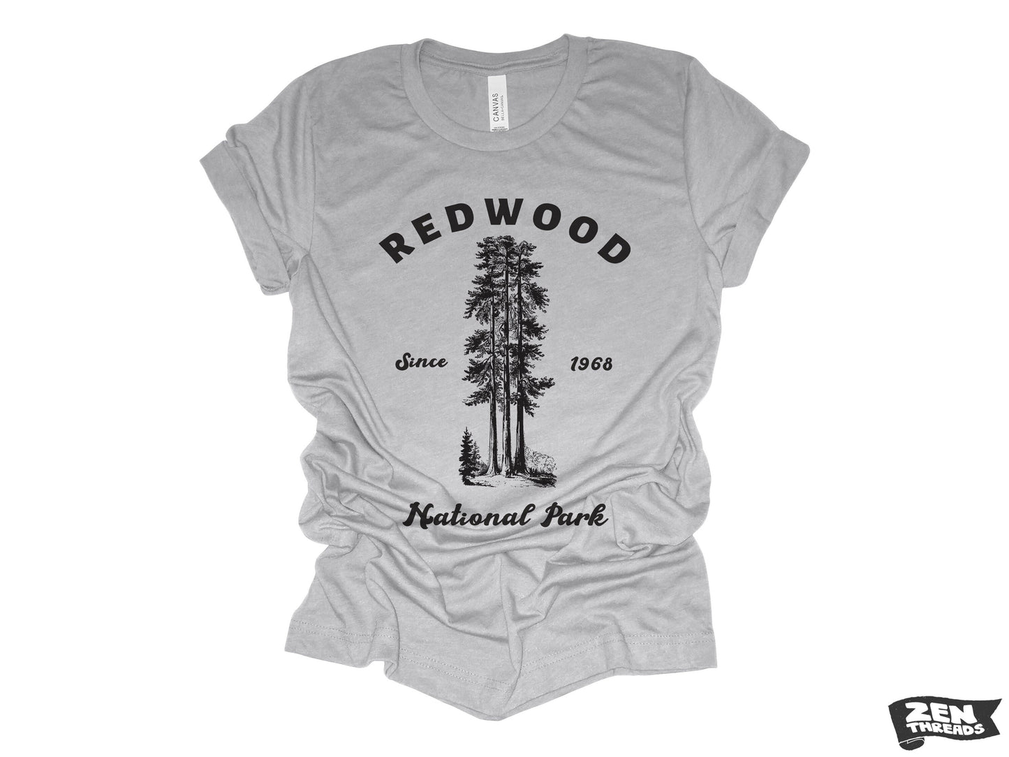 REDWOOD National Park Unisex mens women's T-Shirt custom color printed tee hiking camping travel national park forest landscape California
