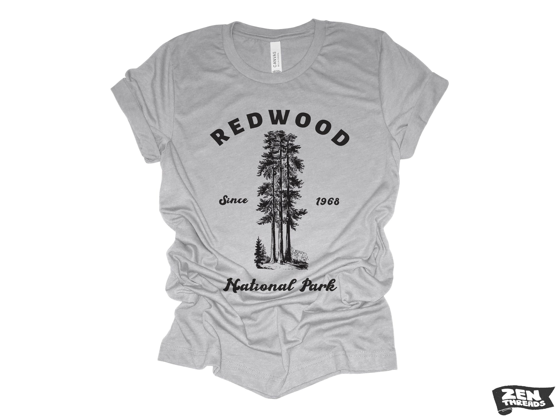 REDWOOD National Park Unisex mens women's T-Shirt custom color printed tee hiking camping travel national park forest landscape California