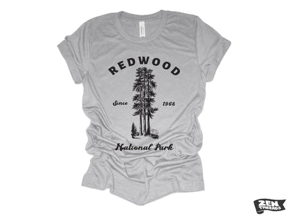 REDWOOD National Park Unisex mens women's T-Shirt custom color printed tee hiking camping travel national park forest landscape California