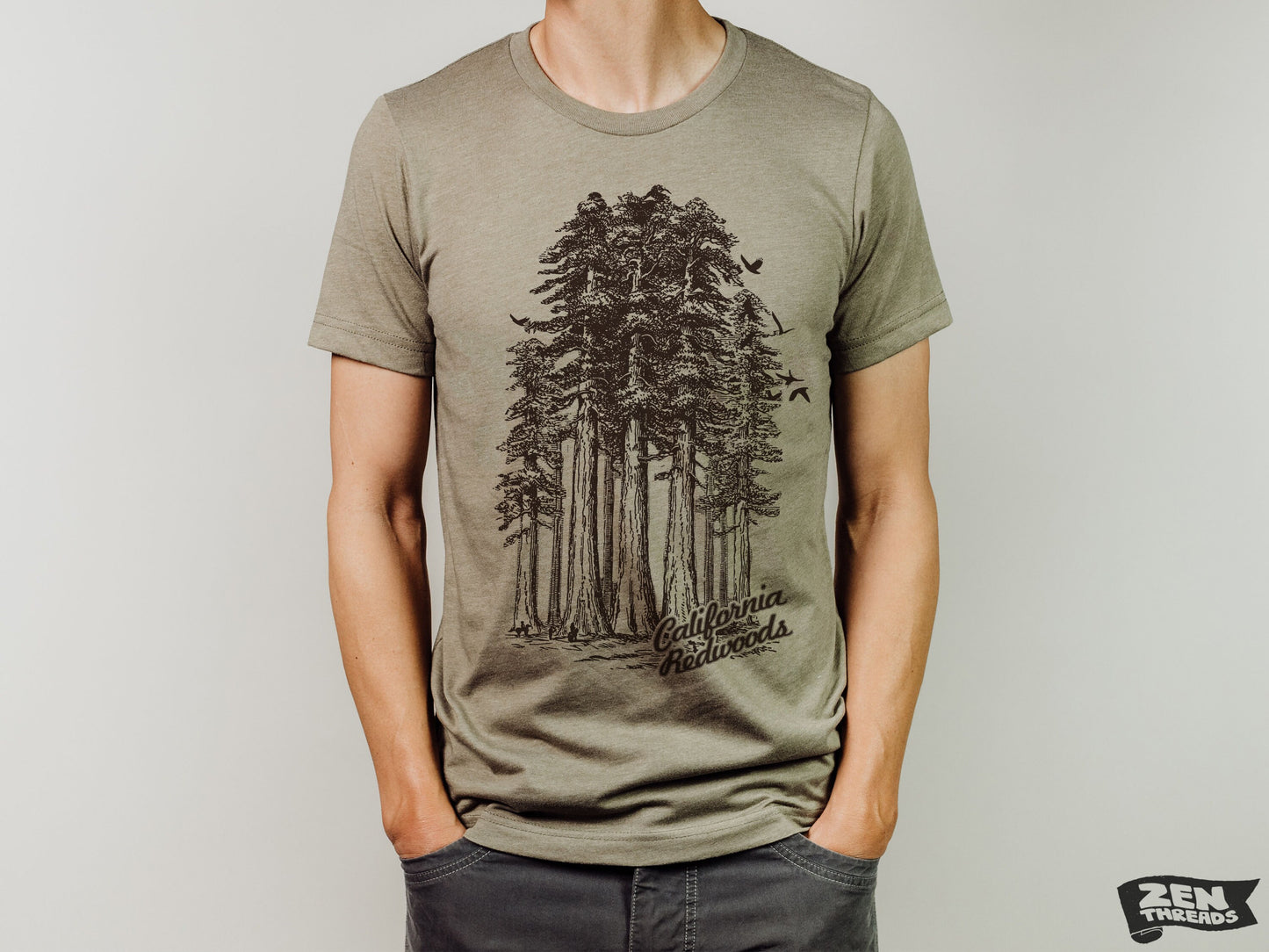 California REDWOODS National Park Unisex mens women's T-Shirt custom color printed tee hiking camping travel national park forest landscape
