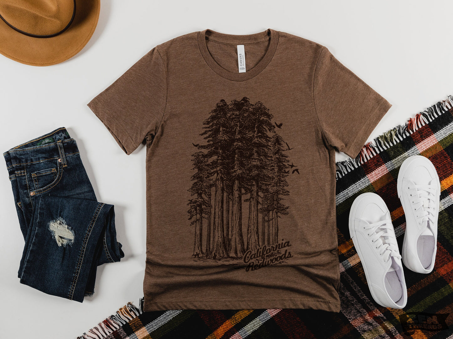 California REDWOODS National Park Unisex mens women's T-Shirt custom color printed tee hiking camping travel national park forest landscape