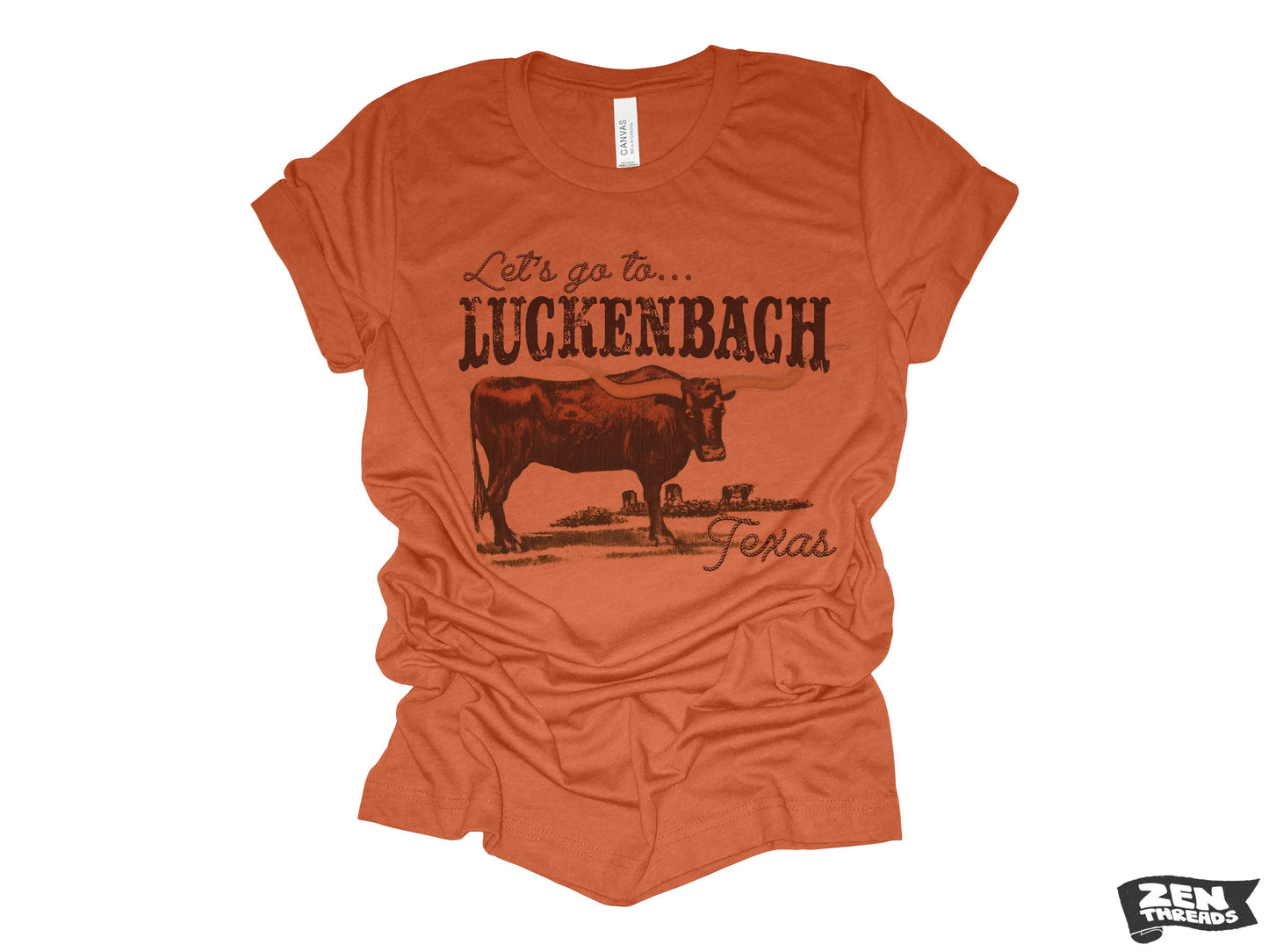 Let's go to LUCKENBACH Unisex Bella Canvas mens women's Western design t-shirt custom color eco printed tee texas cowboy country music fan