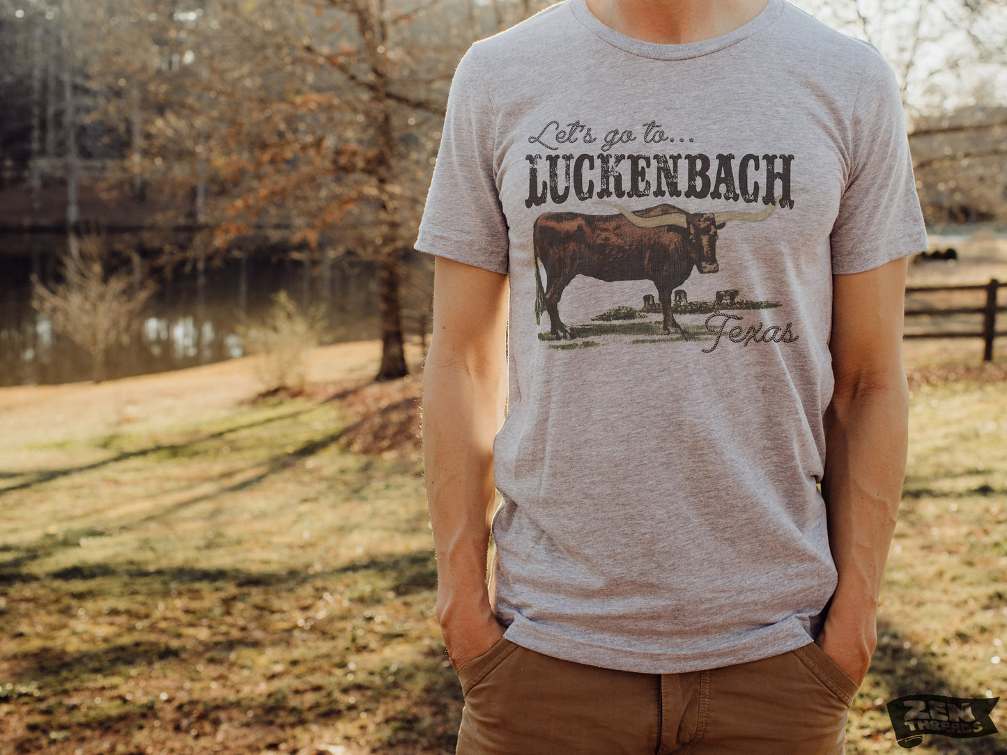Let's go to LUCKENBACH Unisex Bella Canvas mens women's Western design t-shirt custom color eco printed tee texas cowboy country music fan