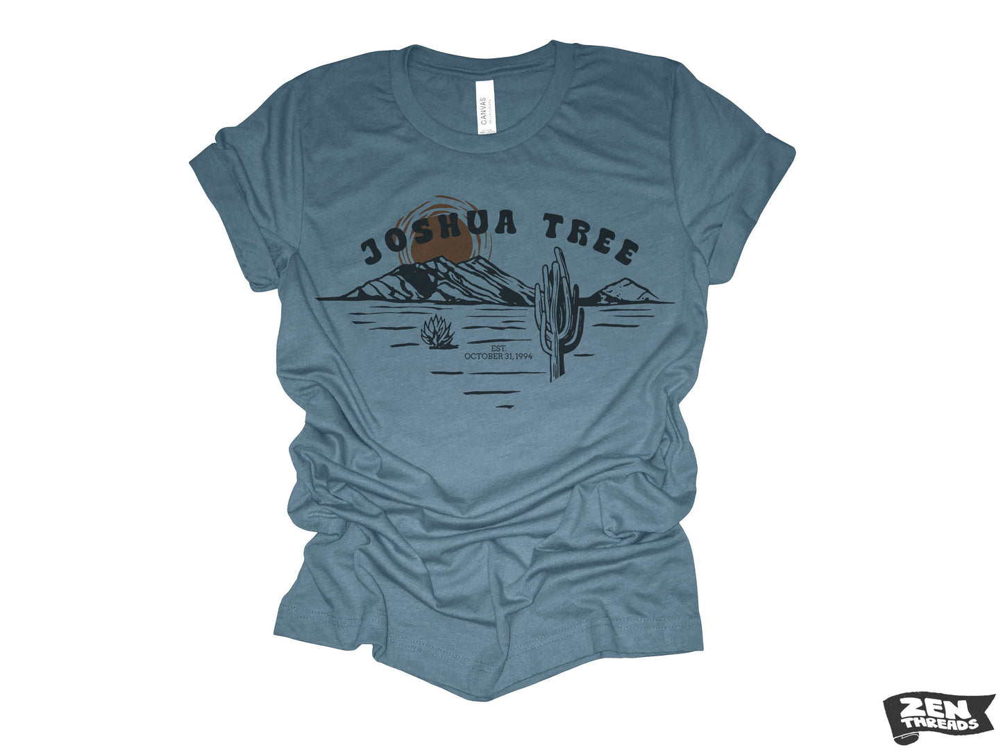 JOSHUA TREE Illustration Unisex mens women's Desert Cactus T Shirt National Park California custom color printed tee camping travel hiking
