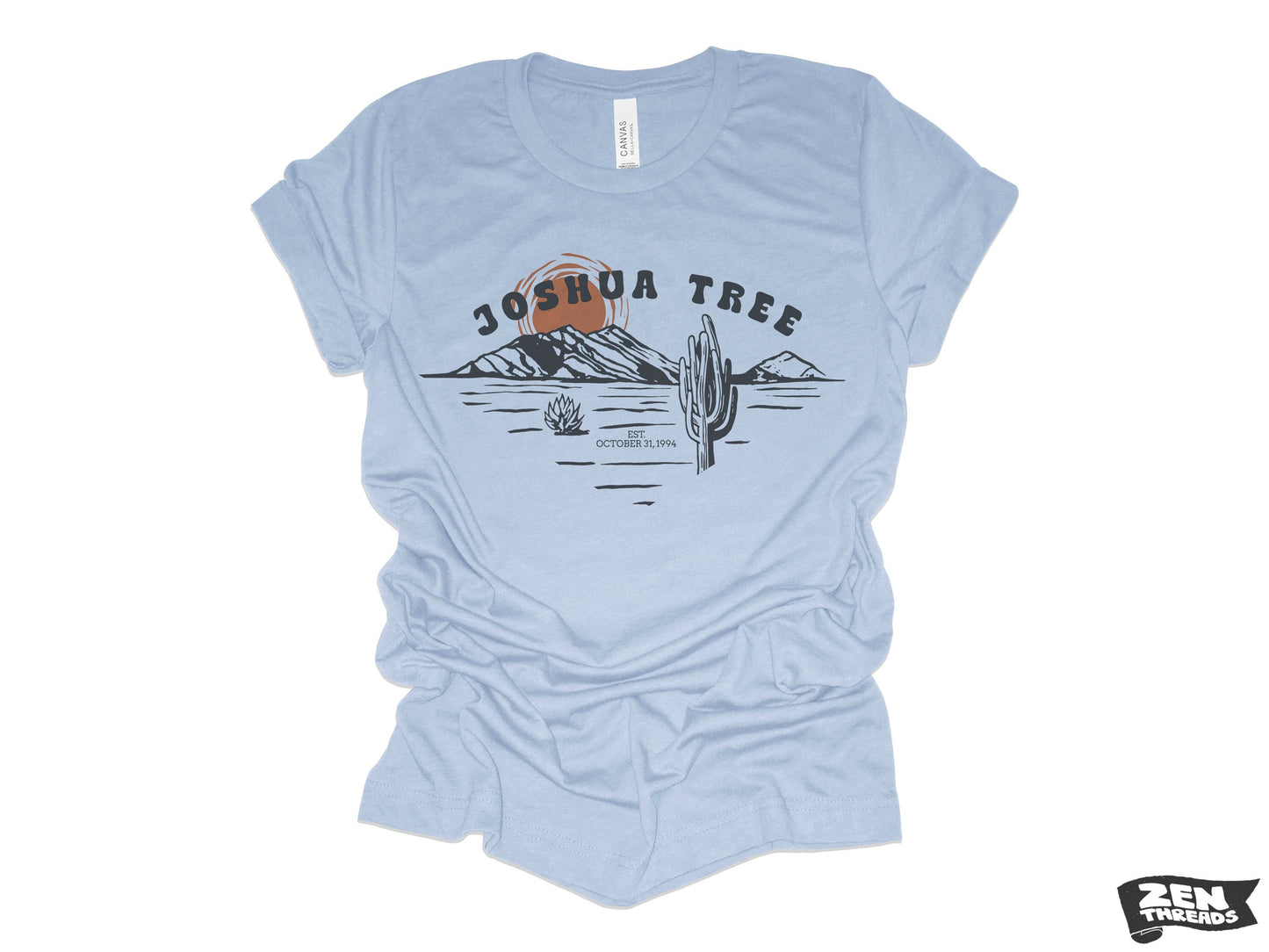 JOSHUA TREE Illustration Unisex mens women's Desert Cactus T Shirt National Park California custom color printed tee camping travel hiking