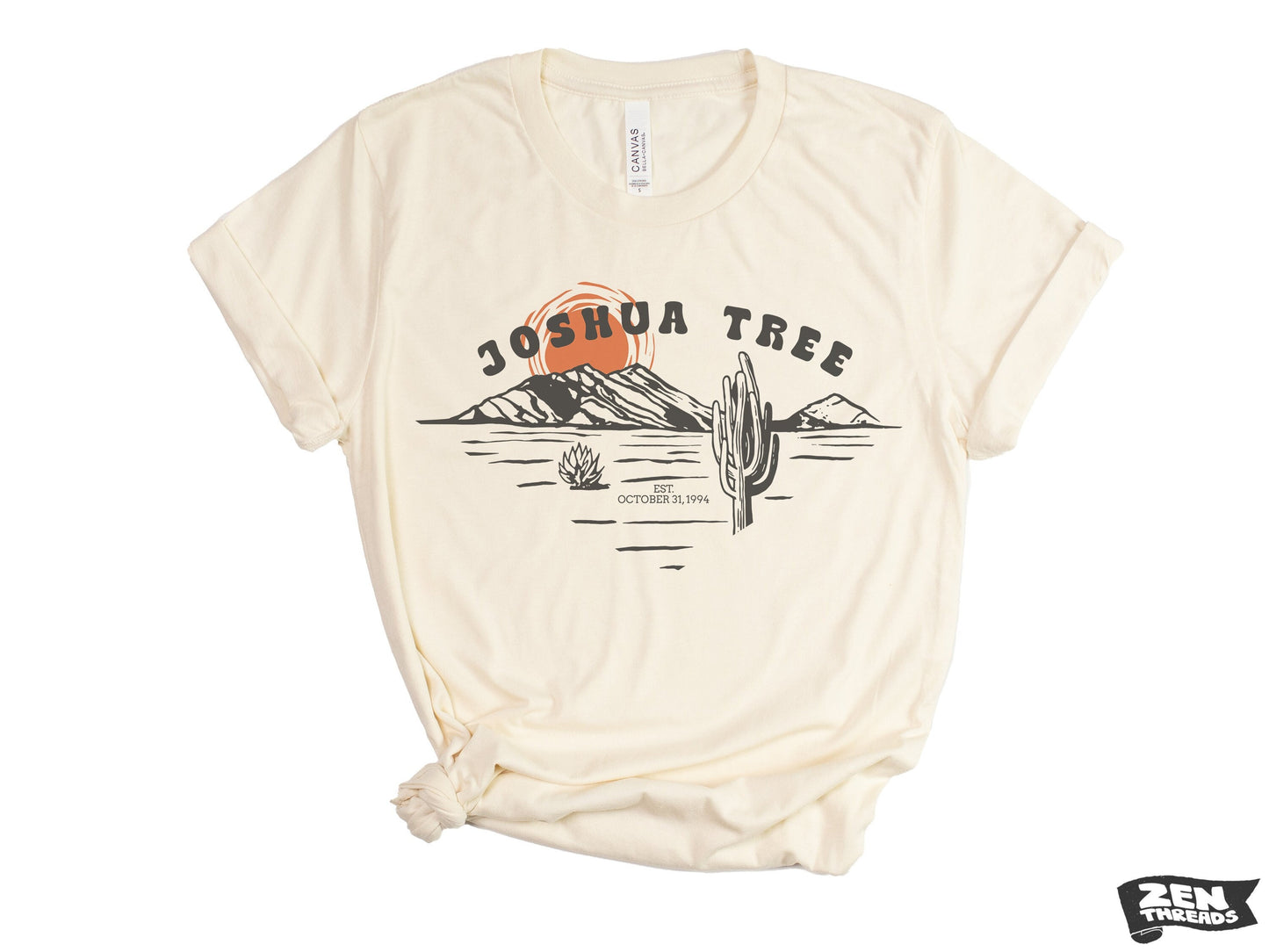 JOSHUA TREE Illustration Unisex mens women's Desert Cactus T Shirt National Park California custom color printed tee camping travel hiking