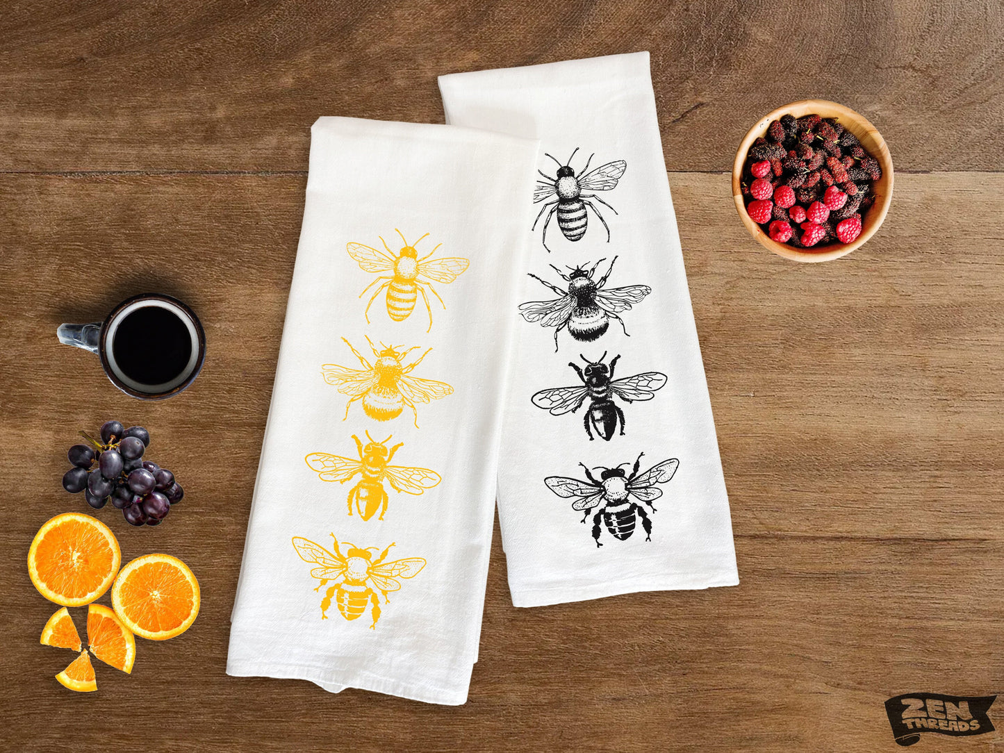 Large Flour Sack Towel BEES Stack Bar Kitchen Gift Organic Natural Cotton tea towel gift
