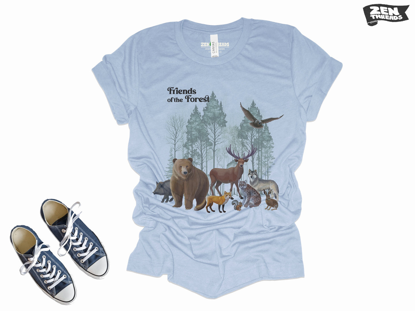 Forest Friends Unisex national parks Bella Canvas T Shirt eco soft printed tee mens women's adventure camping hiking nature lover trees gift