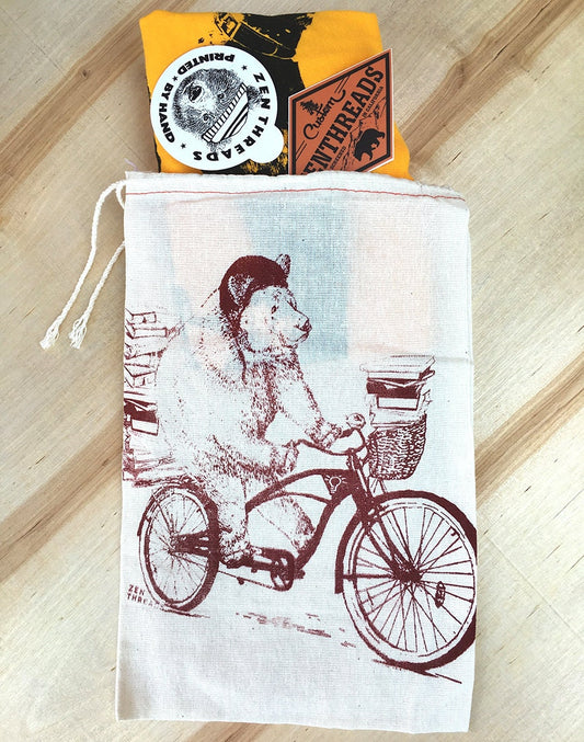 Smart Bear Gift Bag Set - 8x12" Reusable Cotton Drawstring