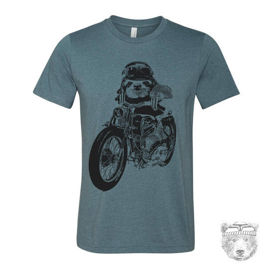 Sloth Cyclist Tee - Custom Color Printed Unisex T-Shirt Costa Rican Bike Motor