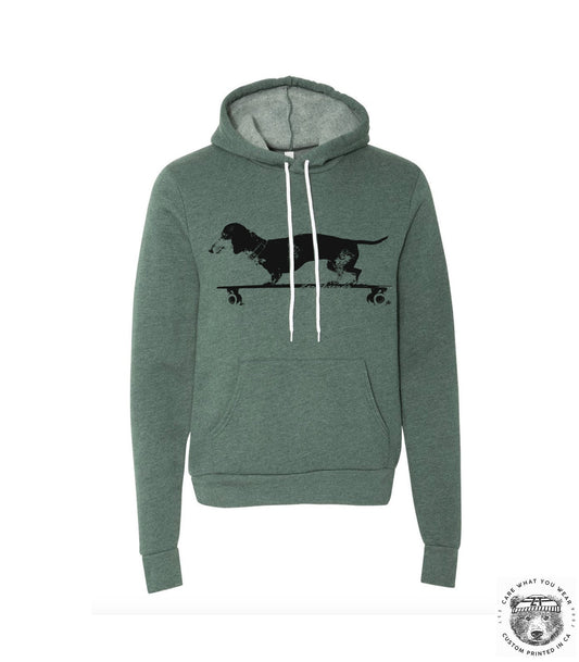 Unisex Longboard DACHSHUND Doxie Weiner Dog Fleece Pullover Hoody Sweatshirt (+ Color Options)