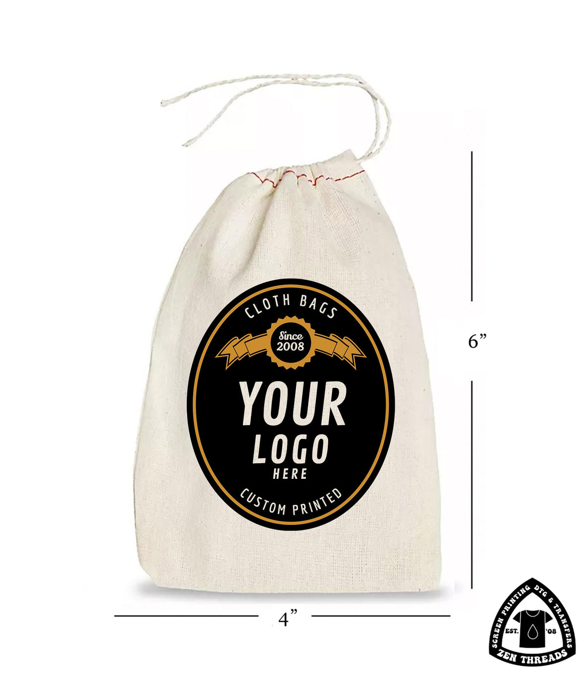 Custom Logo Gift Bags: Small Cotton Drawstring Favor Bags Size Options