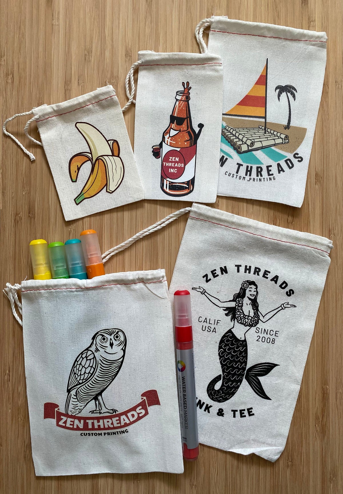 Custom Logo Gift Bags: Small Cotton Drawstring Favor Bags Size Options