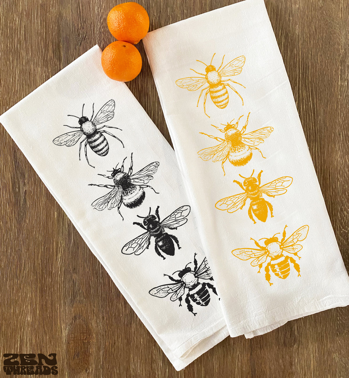 Large 28x33" Bees Kitchen Towels - Organic Natural Flour Sack Cotton Tea Towel Gift