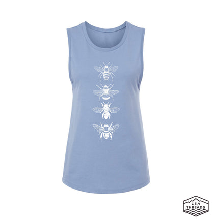 Womens BEES Muscle Tank workout fitness tee Insect hornet honey Nature Lover beekeeper t-shirt apiarist apiary honey insect honeybee