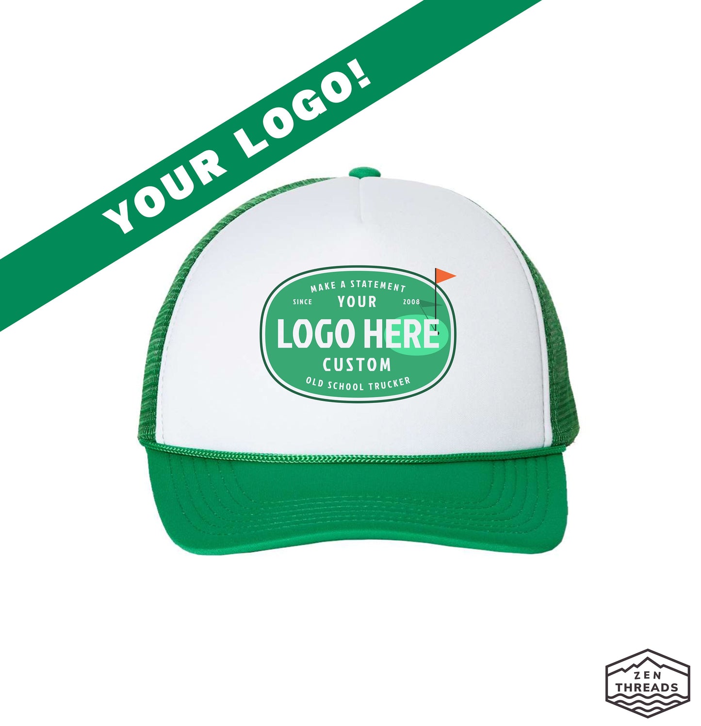 Custom Trucker Hat: Foam Front Mesh Back, Adjustable, Full Color Print