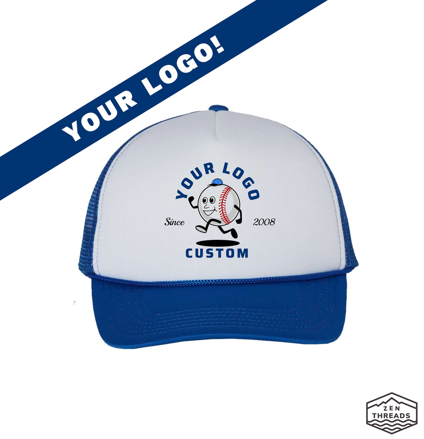 Custom Trucker Hat: Foam Front Mesh Back, Adjustable, Full Color Print