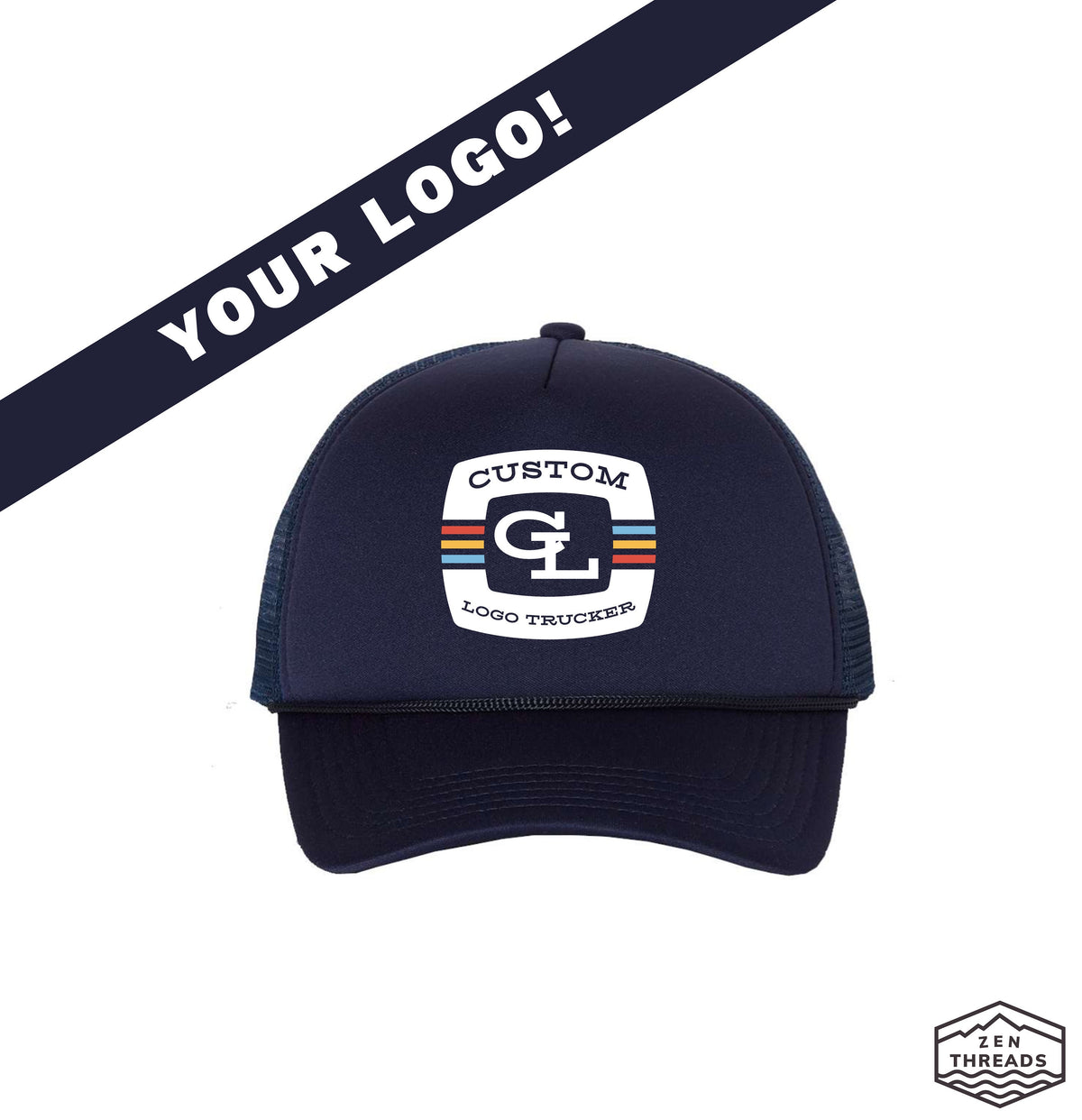 Custom Printed Trucker Hat: Old School Foam Mesh, Your Logo