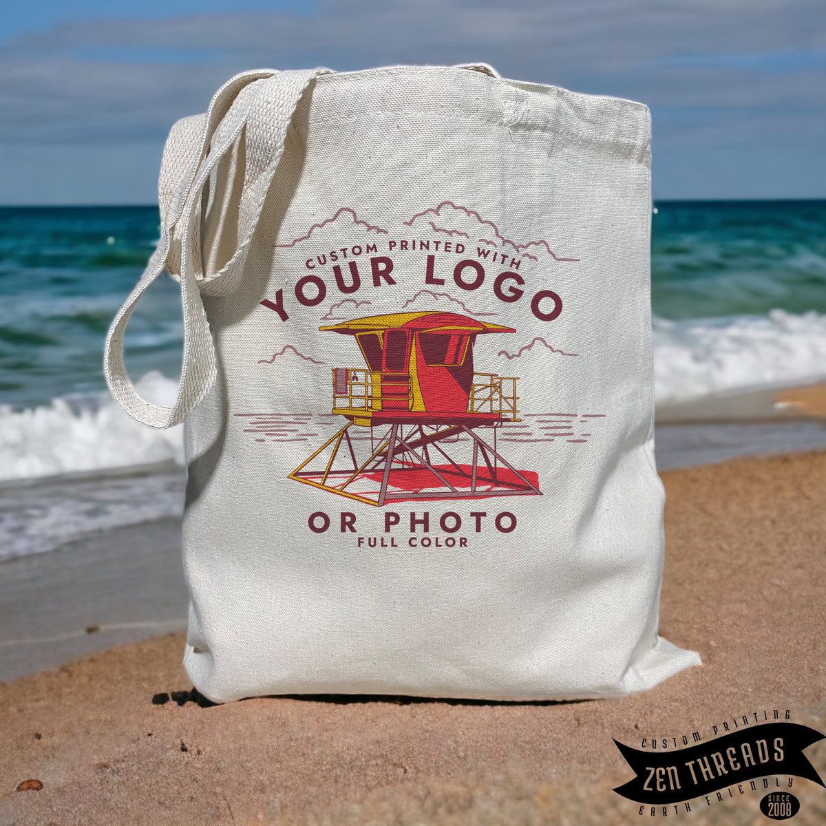 Custom Printed Cotton Canvas Tote Bag: Personalized Logo, Photo, Text