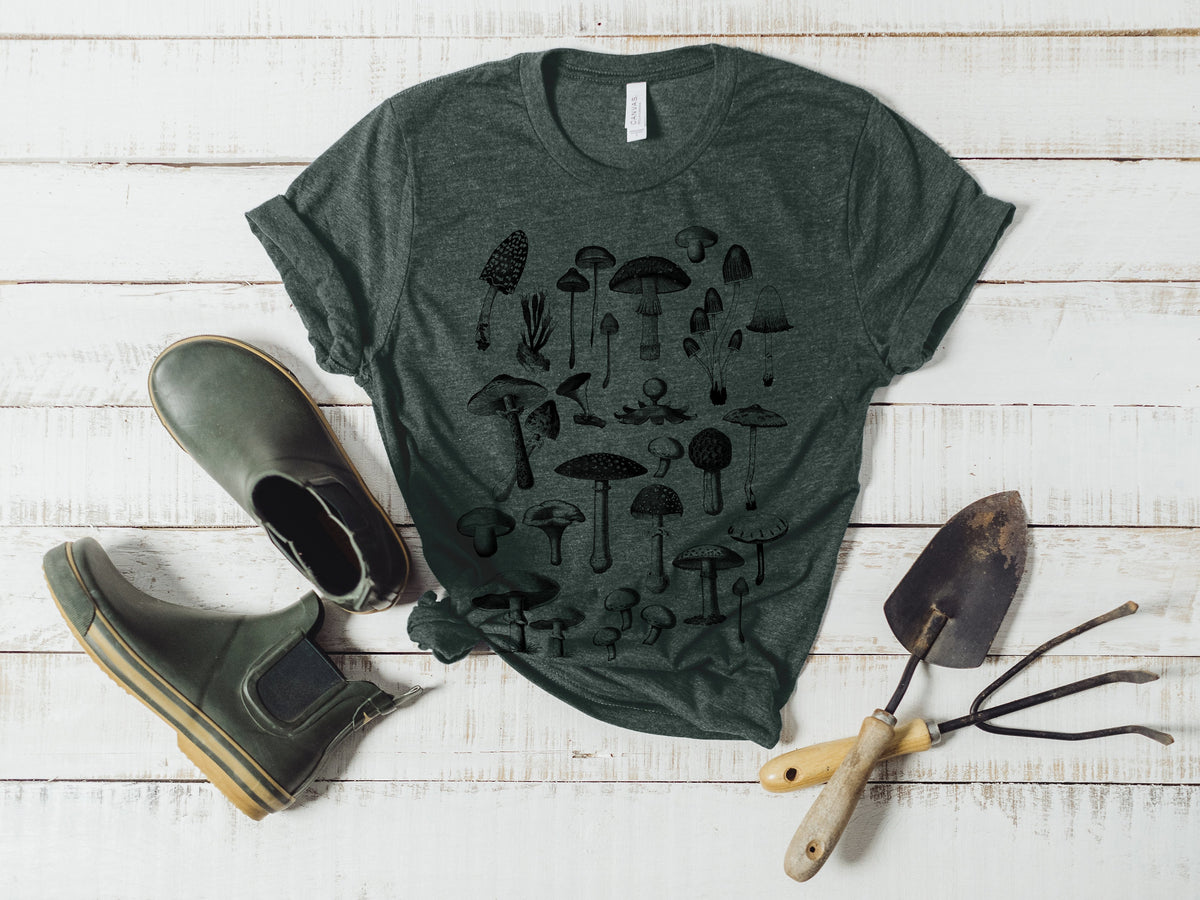 Fungi Mushroom Collection Unisex Bella Canvas T-Shirt - Custom Color Gardening Tee