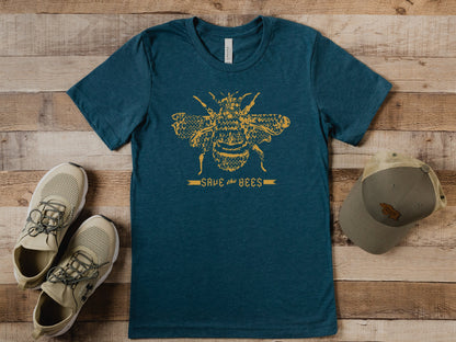 Save the Bees Unisex T-Shirt - Premium Quality Fabric, Eco-Friendly Ink, Custom Color Printed