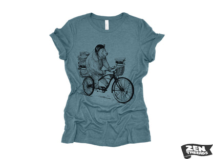 Womens Boyfriend Tee BOOK BEAR relaxed jersey T-shirt Zen Threads + Bella Canvas 6400