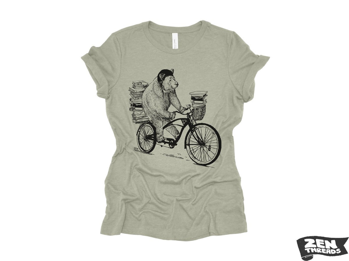 Womens Boyfriend Tee BOOK BEAR relaxed jersey T-shirt Zen Threads + Bella Canvas 6400