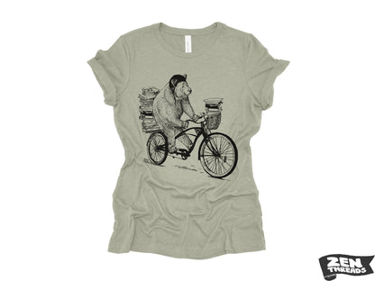 Womens Boyfriend Tee BOOK BEAR relaxed jersey T-shirt Zen Threads + Bella Canvas 6400