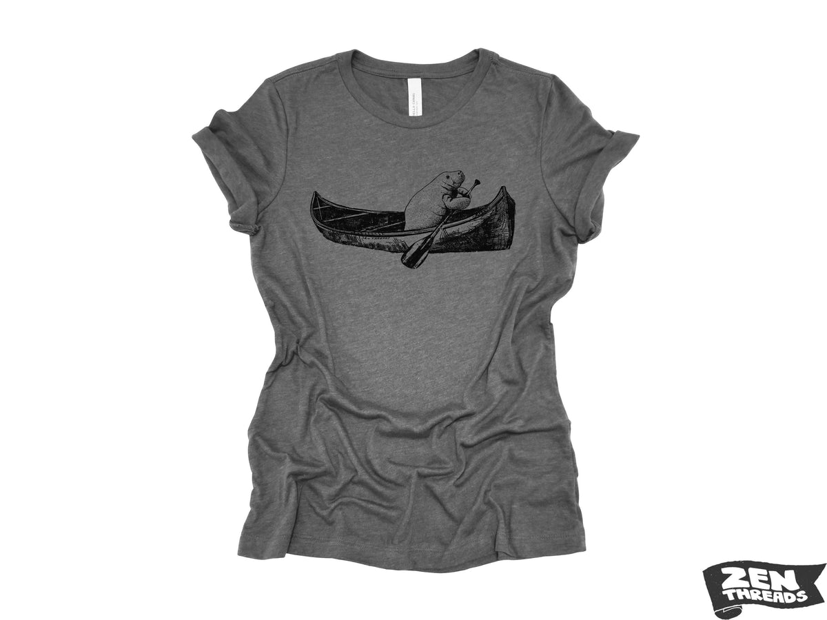 Womens MANATEE (in a canoe) Boyfriend Tee relaxed jersey T-shirt Zen Threads Bella Canvas 6400 ladies crew neck tee kayak boating summer