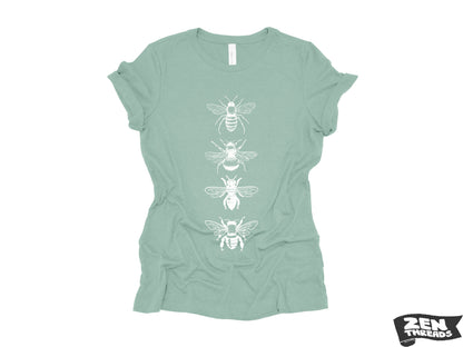 Womens BEES stack boyfriend fir relaxed jersey crew neck T-shirt Zen Threads + Bella Canvas 6400 beekeeper apiarist honey