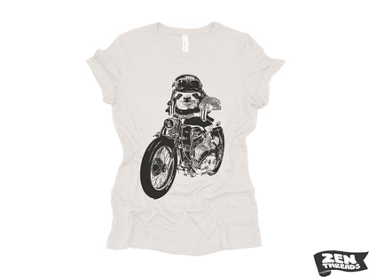 Women's Boyfriend Tee - Relaxed Fit Motorcycle SLOTH T-Shirt | Bella Canvas 6400CVC