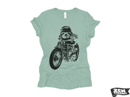 Women's Boyfriend Tee - Relaxed Fit Motorcycle SLOTH T-Shirt | Bella Canvas 6400CVC