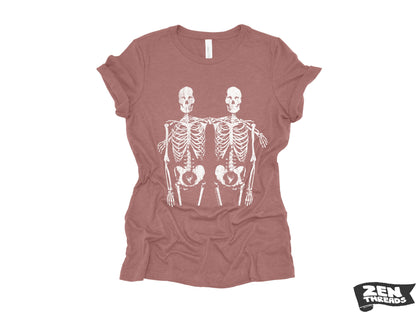 Women's Skeleton Friends Boyfriend Tee - Relaxed Fit Zen Threads T-Shirt