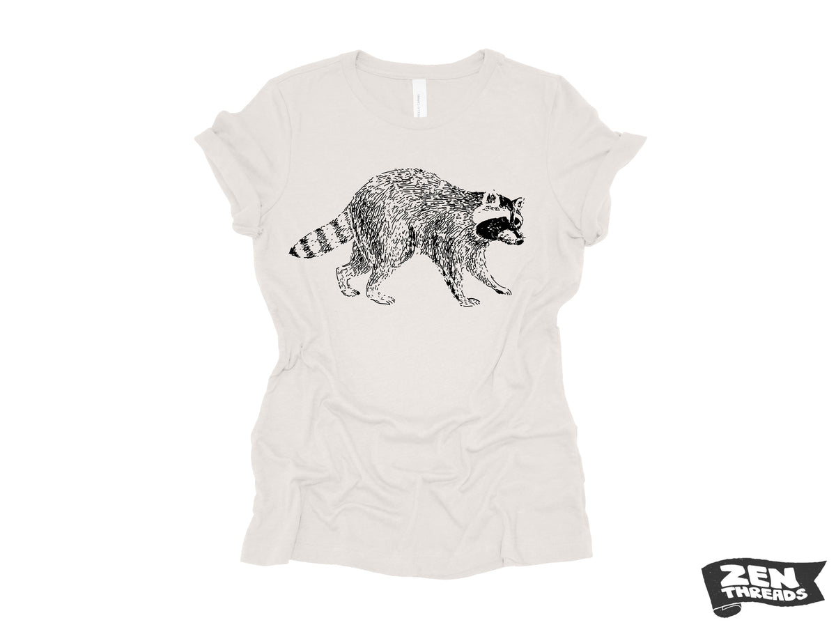 Womens RACCOON T-Shirt trash panda eco printed relaxed fit Bella Canvas 6400cvc crew shirt ladies fun animal + Colors custom boyfriend tee