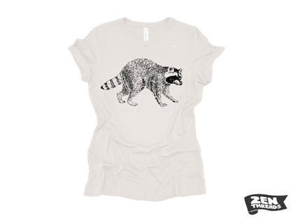 Womens RACCOON T-Shirt trash panda eco printed relaxed fit Bella Canvas 6400cvc crew shirt ladies fun animal + Colors custom boyfriend tee