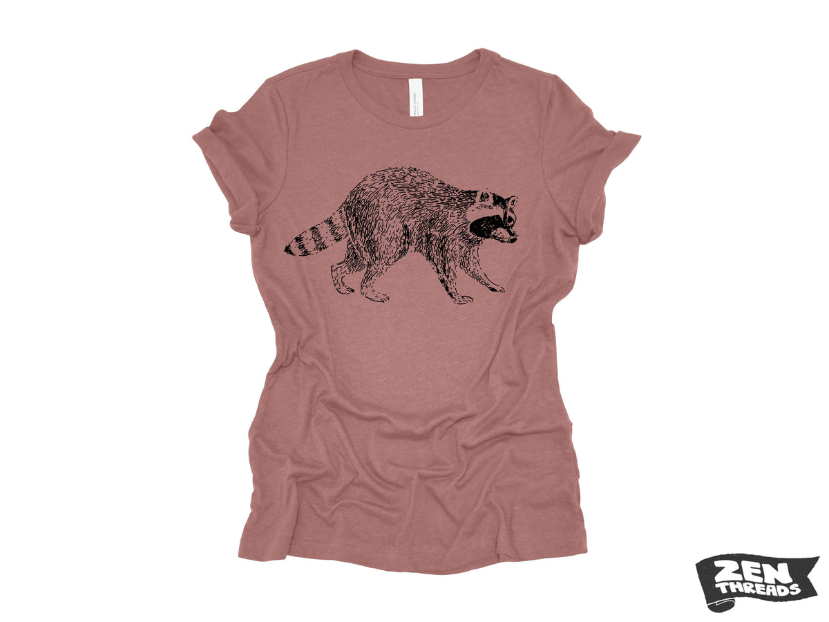 Womens RACCOON T-Shirt trash panda eco printed relaxed fit Bella Canvas 6400cvc crew shirt ladies fun animal + Colors custom boyfriend tee