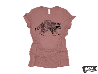 Womens RACCOON T-Shirt trash panda eco printed relaxed fit Bella Canvas 6400cvc crew shirt ladies fun animal + Colors custom boyfriend tee