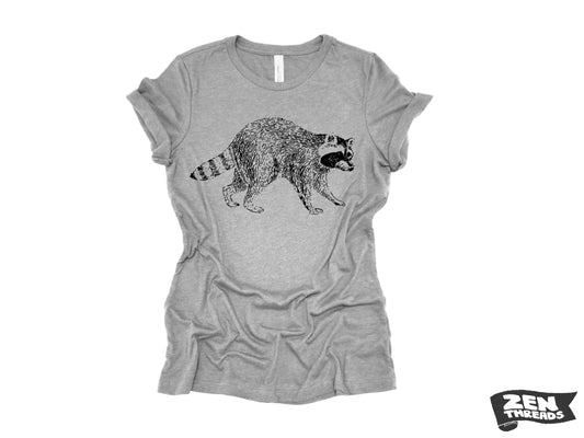 Womens RACCOON T-Shirt trash panda eco printed relaxed fit Bella Canvas 6400cvc crew shirt ladies fun animal + Colors custom boyfriend tee